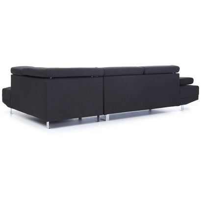 Adjustable Twill L Shape Sectional Sofa - 109 - Black