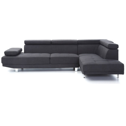 Adjustable Twill L Shape Sectional Sofa - 109 - Black