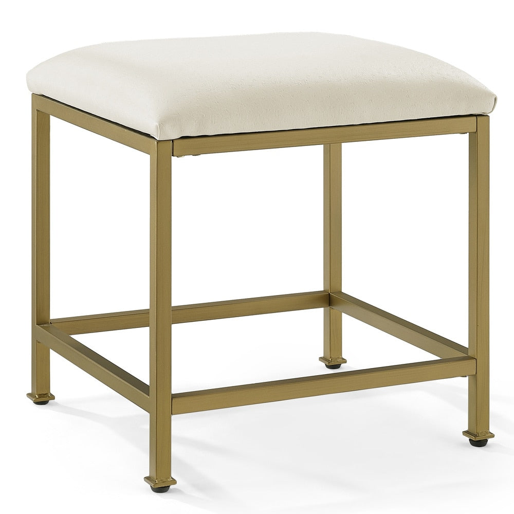 Crosley Aimee Vanity Stool - Creme/Soft Gold - Crème/Soft Gold - 18 W x 17 D x	18.75 H