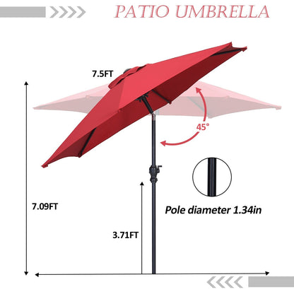 Ainfox 7.5ft Patio Umbrella Outdoor Umbrella Tilt Multi-color Without Base