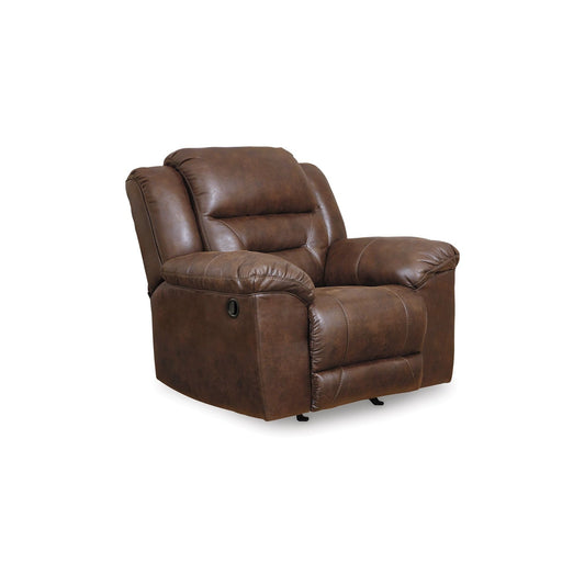 Aky Manual Rocker Recliner Chair, Smooth Chocolate Brown Faux Leather
