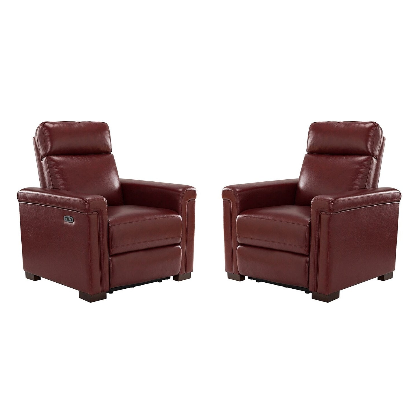 Alicia 34.65 Wide Contemporary Classic Genuine Leather Power Recliner With USB Port (Set of 2)