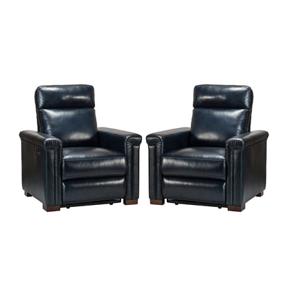 Alicia 34.65 Wide Contemporary Classic Genuine Leather Power Recliner With USB Port (Set of 2)