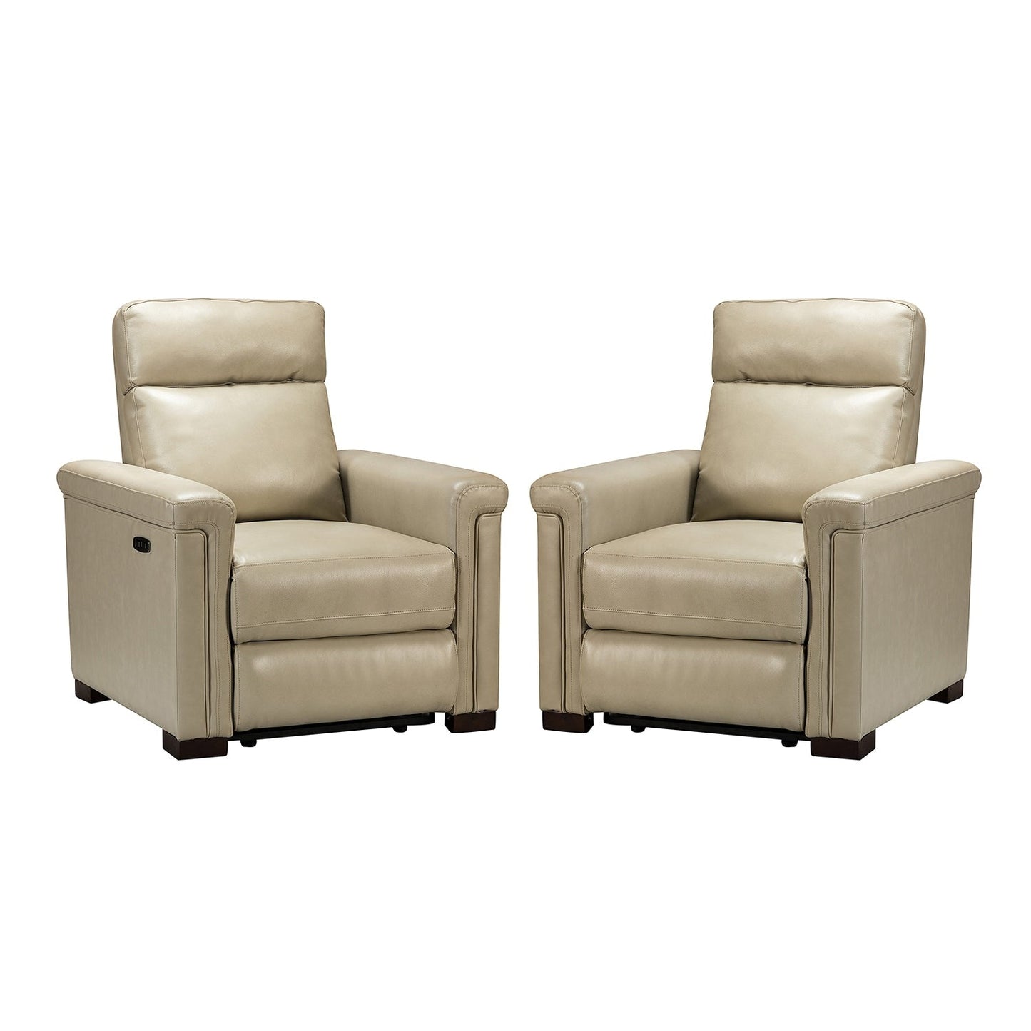 Alicia 34.65 Wide Contemporary Classic Genuine Leather Power Recliner With USB Port (Set of 2)