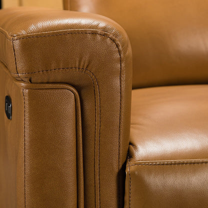 Alicia 34.65 Wide Contemporary Classic Genuine Leather Power Recliner With USB Port (Set of 2)