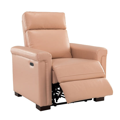 Alicia 34.65 Wide Contemporary Classic Genuine Leather Power Recliner With USB Port (Set of 2)