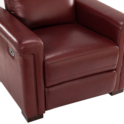 Alicia 34.65 Wide Contemporary Classic Genuine Leather Power Recliner With USB Port (Set of 2)