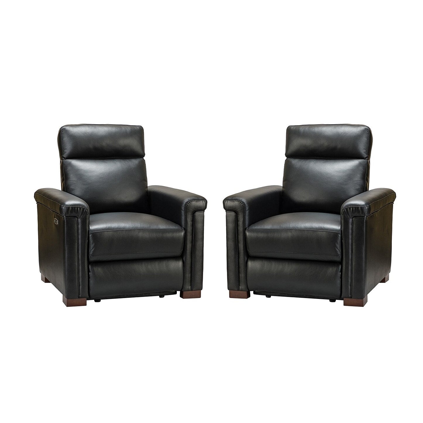 Alicia 34.65 Wide Contemporary Classic Genuine Leather Power Recliner With USB Port (Set of 2)