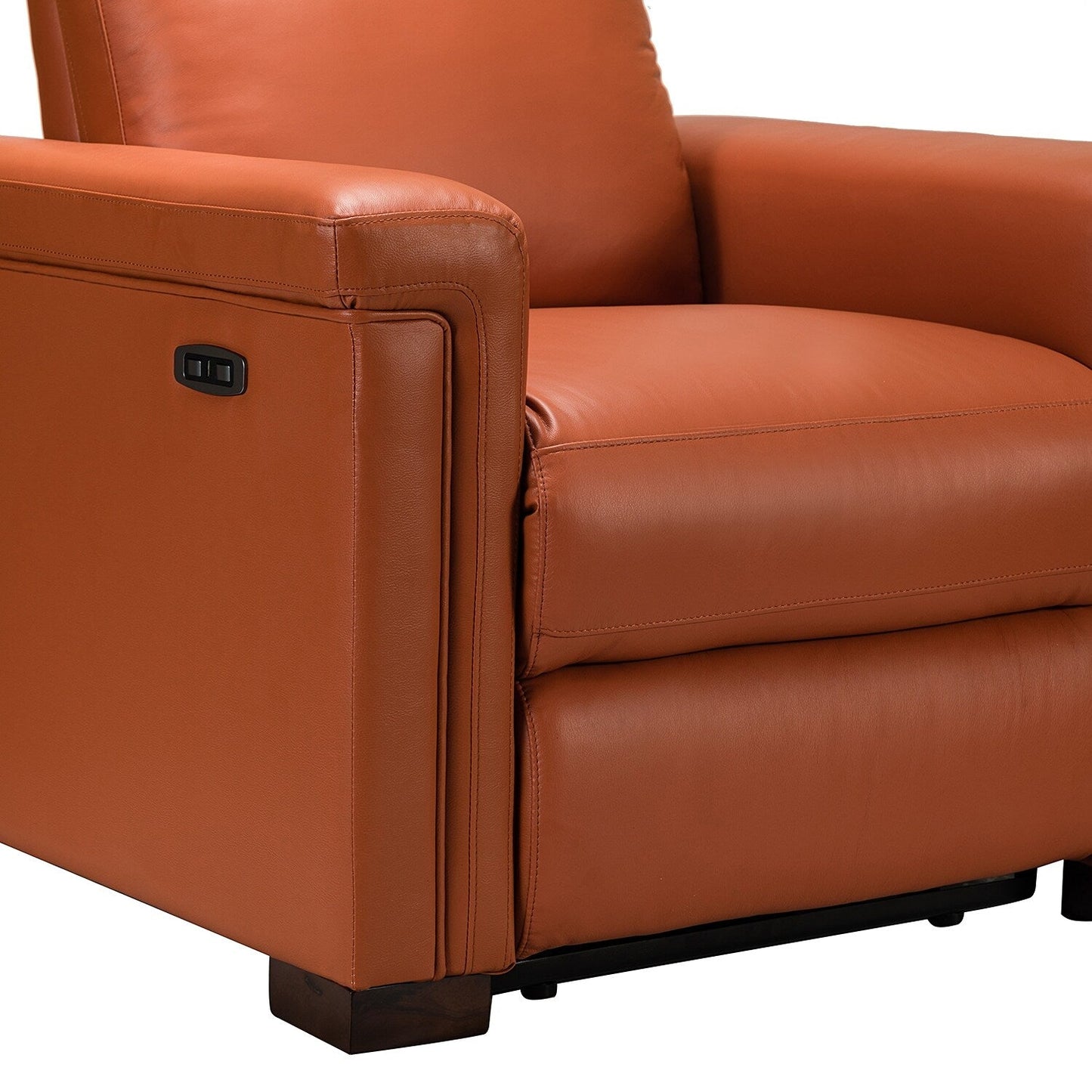 Alicia 34.65 Wide Contemporary Classic Genuine Leather Power Recliner With USB Port (Set of 2)