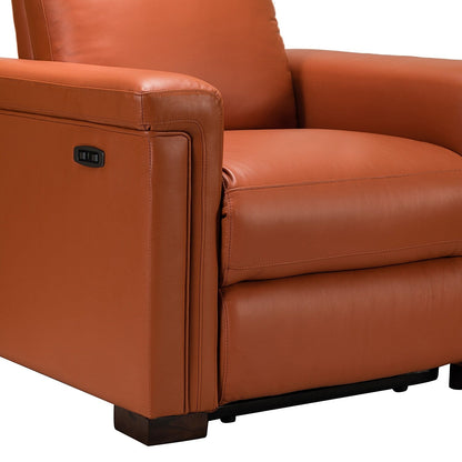 Alicia 34.65 Wide Contemporary Classic Genuine Leather Power Recliner With USB Port (Set of 2)