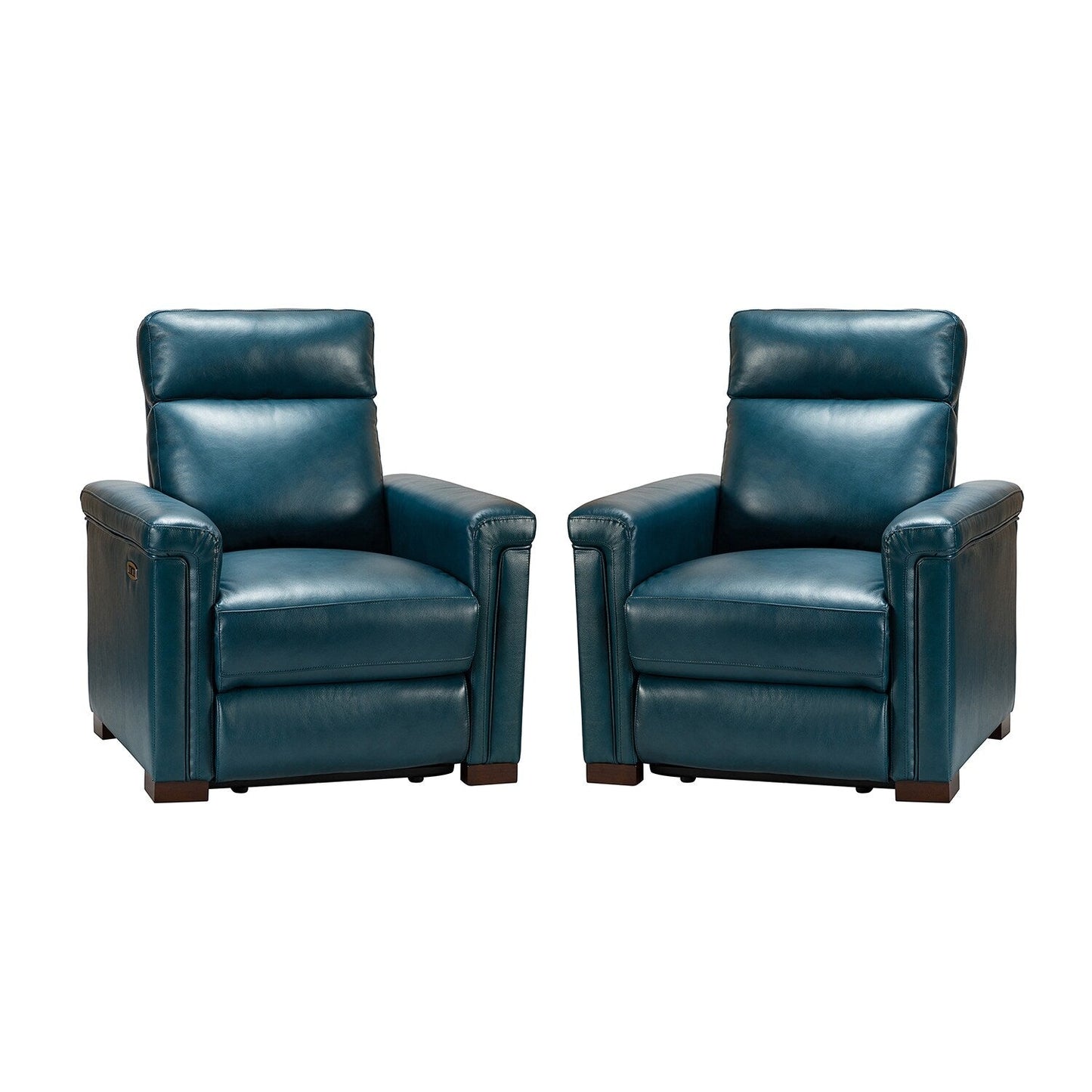 Alicia 34.65 Wide Contemporary Classic Genuine Leather Power Recliner With USB Port (Set of 2)