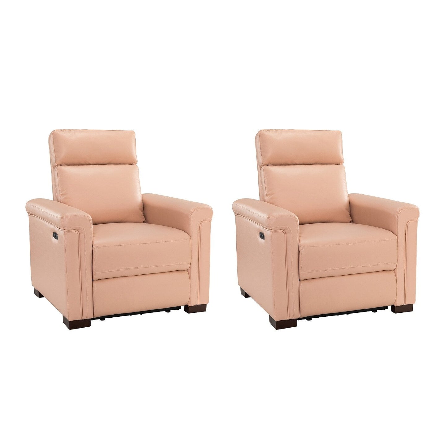 Alicia 34.65 Wide Contemporary Classic Genuine Leather Power Recliner With USB Port (Set of 2)