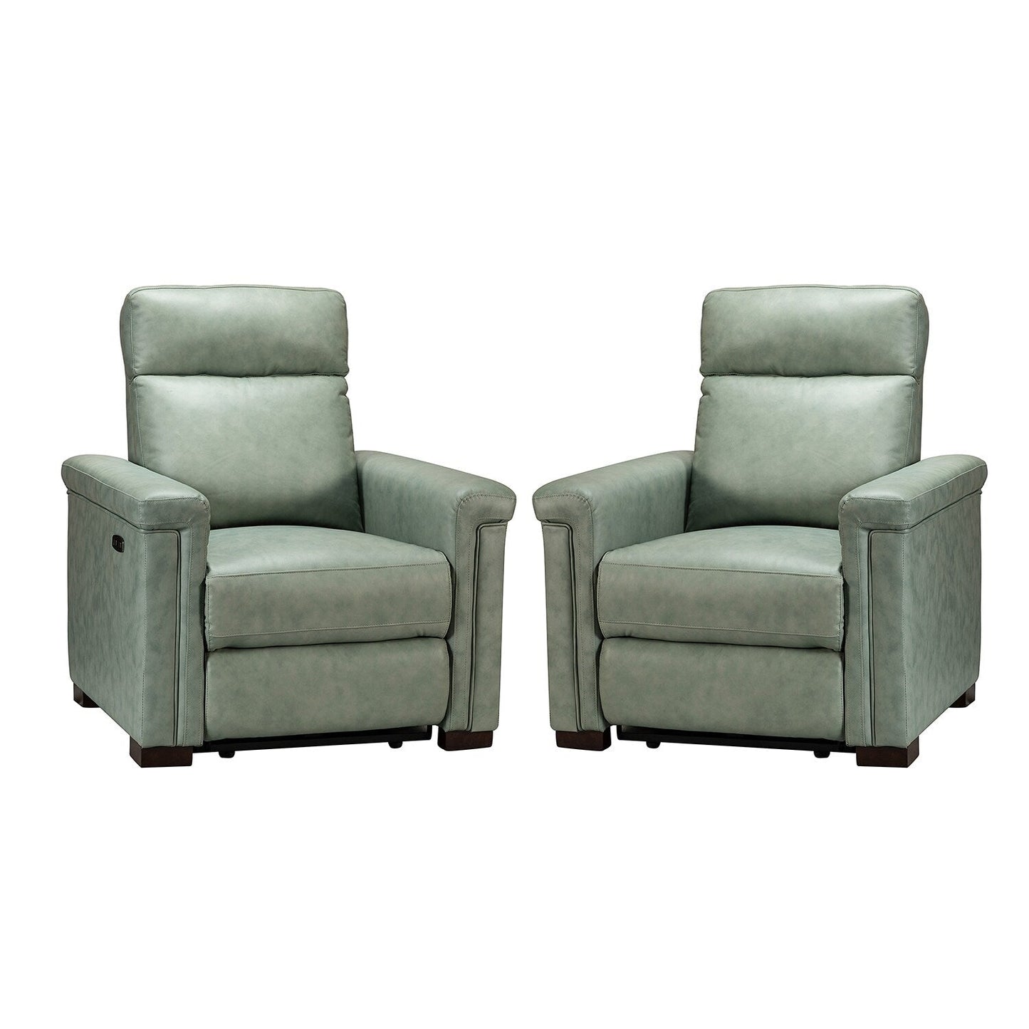 Alicia 34.65 Wide Contemporary Classic Genuine Leather Power Recliner With USB Port (Set of 2)