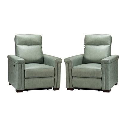 Alicia 34.65 Wide Contemporary Classic Genuine Leather Power Recliner With USB Port (Set of 2)