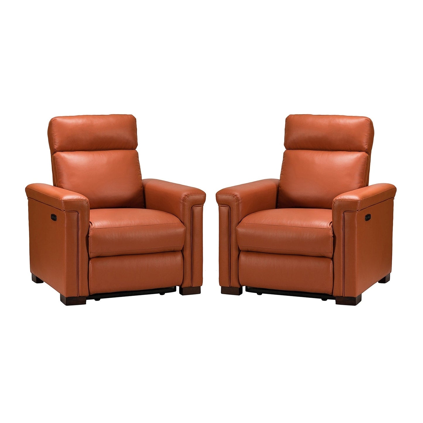 Alicia 34.65 Wide Contemporary Classic Genuine Leather Power Recliner With USB Port (Set of 2)