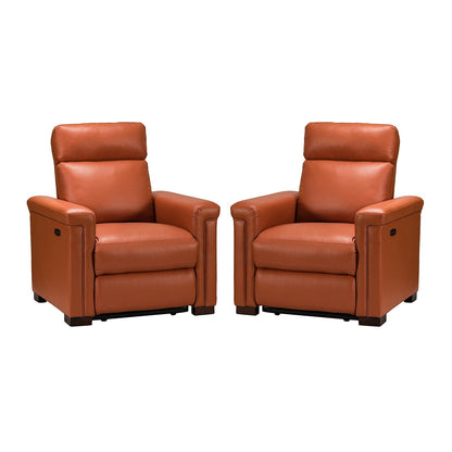 Alicia 34.65 Wide Contemporary Classic Genuine Leather Power Recliner With USB Port (Set of 2)