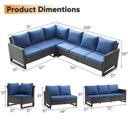 All-Weather Rattan Sectional Sofa Conversation Set with Cushion