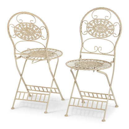 Alpine Corporation Indoor/Outdoor 3-Piece Bistro Set Folding Table and Chairs Patio Seating, White