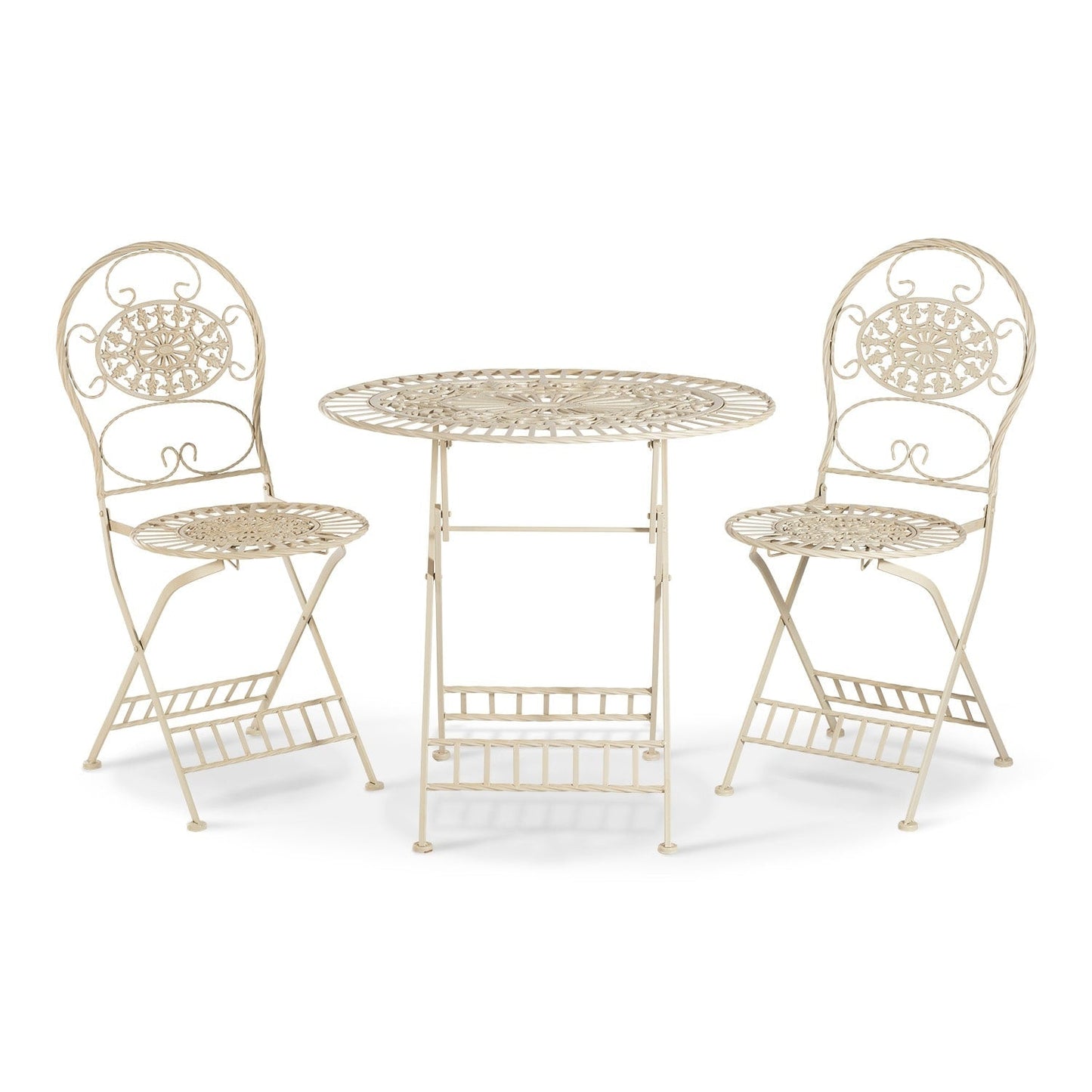 Alpine Corporation Indoor/Outdoor 3-Piece Bistro Set Folding Table and Chairs Patio Seating, White