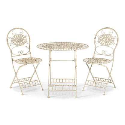 Alpine Corporation Indoor/Outdoor 3-Piece Bistro Set Folding Table and Chairs Patio Seating, White