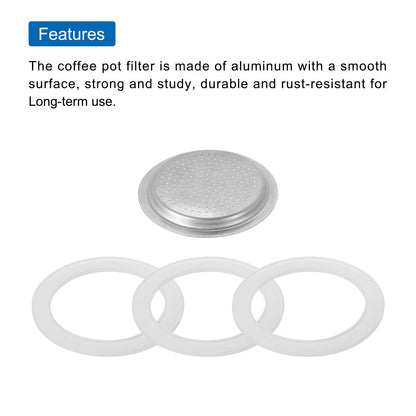 Aluminium Filter Replacement 49x41x5mm for 1-Cup Use Mocha Coffee Maker Pot - Silver