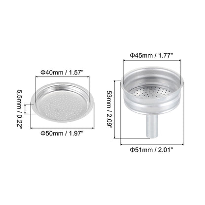 Aluminium Filter Replacement 50x40x5.5mm for 2-Cup Use Mocha Coffee Maker Pot - Silver