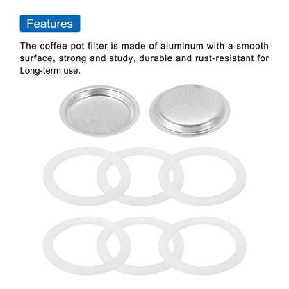 Aluminium Filter Replacement 50x41x5mm for 2-Cup Use Mocha Coffee Maker Pot - Silver