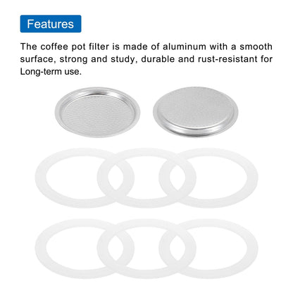 Aluminium Filter Replacement 56x49x4mm for 3-Cup Use Mocha Coffee Maker Pot - Silver