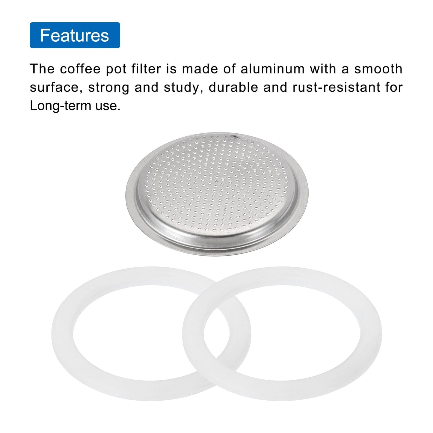 Aluminium Filter Replacement 57x49x4.5mm for 4-Cup Use Mocha Coffee Maker Pot - Silver