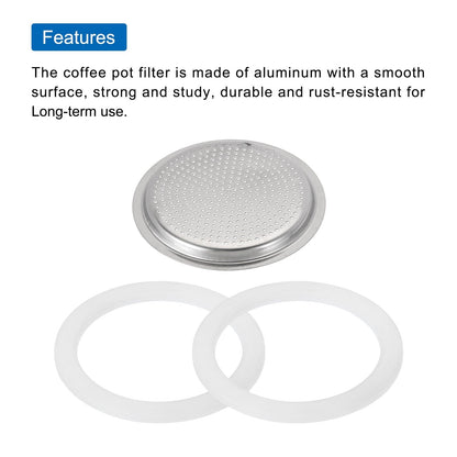 Aluminium Filter Replacement 57x49x4.5mm for 4-Cup Use Mocha Coffee Maker Pot - Silver