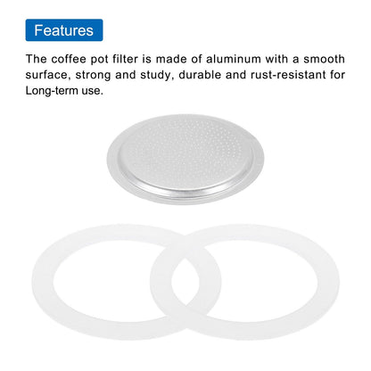 Aluminium Filter Replacement 64x53x3.4mm for 6-Cup Use Mocha Coffee Maker Pot - Silver