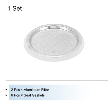 Aluminium Filter Replacement 74x64x4.5mm for 9-Cup Use Mocha Coffee Maker Pot - Silver