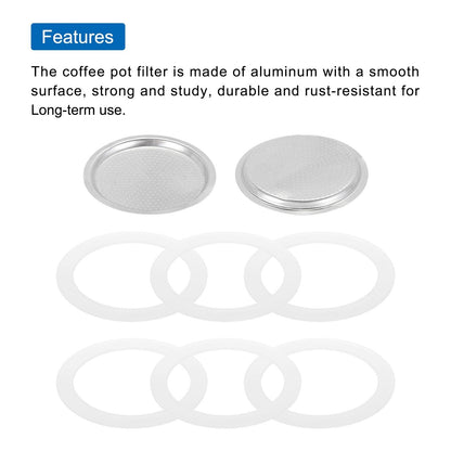 Aluminium Filter Replacement 74x64x4.5mm for 9-Cup Use Mocha Coffee Maker Pot - Silver