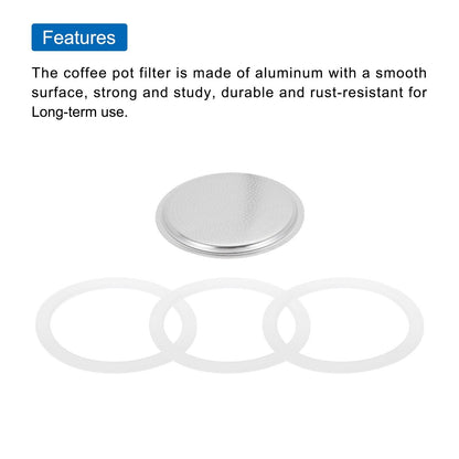 Aluminium Filter Replacement 81x71x4.5mm for 14-Cup Use Mocha Coffee Maker Pot - Silver