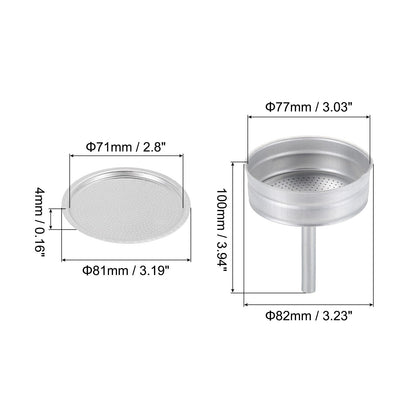 Aluminium Filter Replacement 81x71x4mm for 12-Cup Use Mocha Coffee Maker Pot - Silver