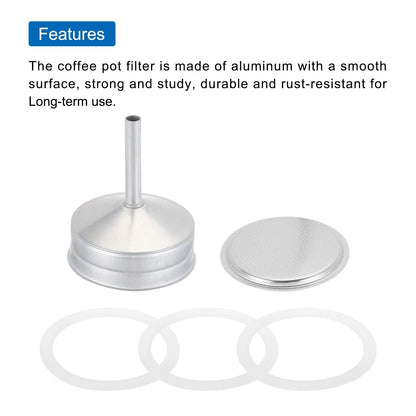 Aluminium Filter Replacement 81x71x4mm for 12-Cup Use Mocha Coffee Maker Pot - Silver