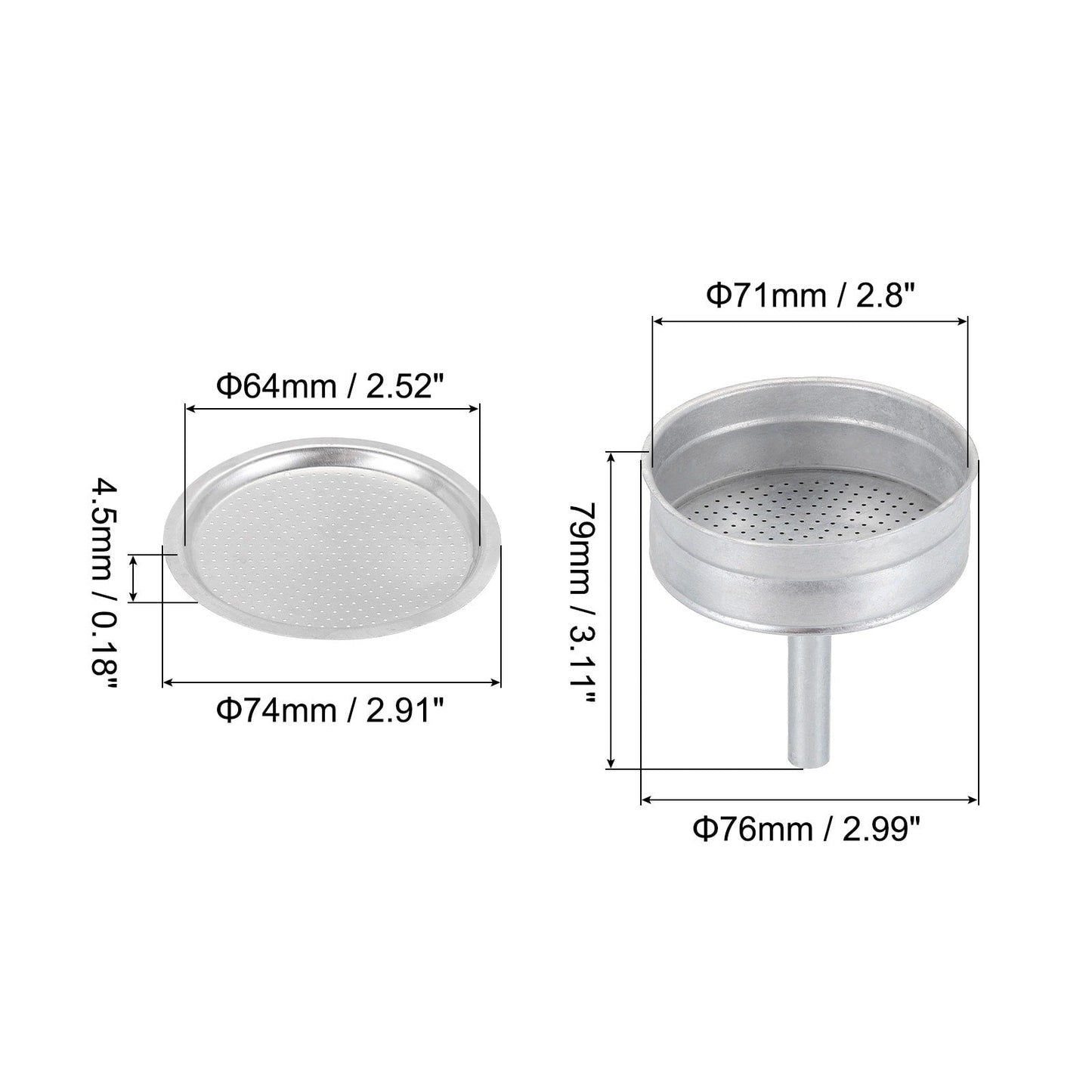 Aluminium Filter Replacement,74x64x4.5mm for 9-Cup Use Mocha Coffee Maker Pot - Silver