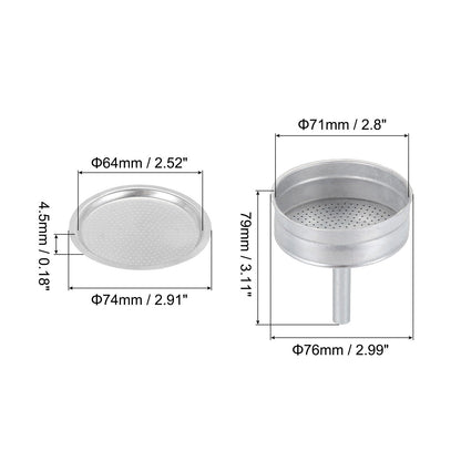 Aluminium Filter Replacement,74x64x4.5mm for 9-Cup Use Mocha Coffee Maker Pot - Silver