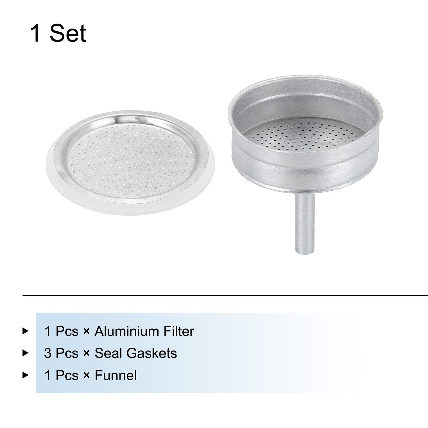 Aluminium Filter Replacement,74x64x4.5mm for 9-Cup Use Mocha Coffee Maker Pot - Silver