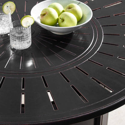 Aluminum 44in Fire Table Set with Four Swivel Rockers & Accessories