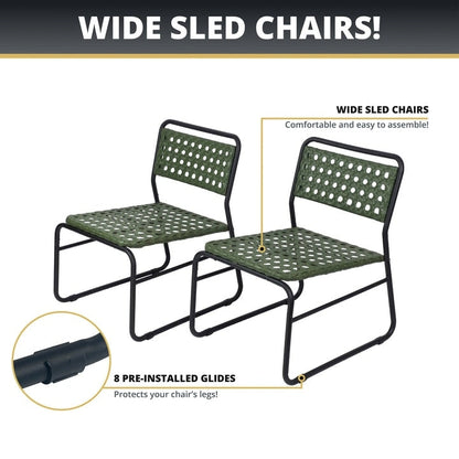Kinger Home Olive 3-Piece Patio Bistro Table and Wicker Chairs Set - N/A