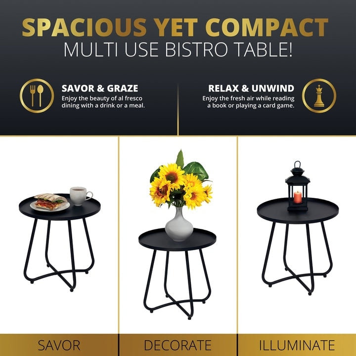 Kinger Home Olive 3-Piece Patio Bistro Table and Wicker Chairs Set - N/A