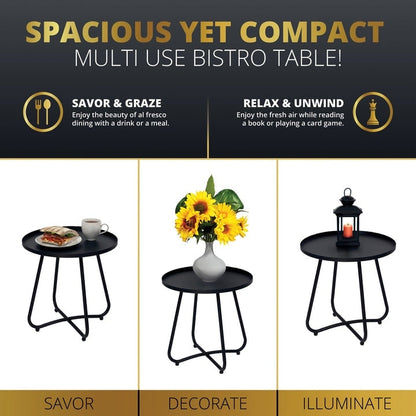 Kinger Home Olive 3-Piece Patio Bistro Table and Wicker Chairs Set - N/A
