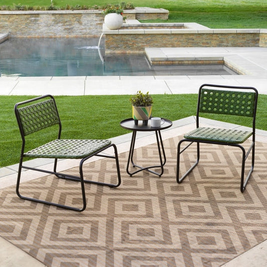 Kinger Home Olive 3-Piece Patio Bistro Table and Wicker Chairs Set - N/A