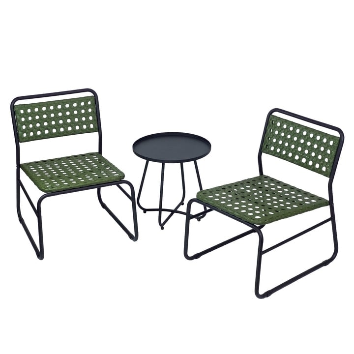 Kinger Home Olive 3-Piece Patio Bistro Table and Wicker Chairs Set - N/A
