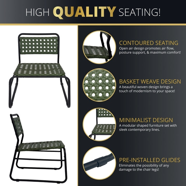 Kinger Home Olive 3-Piece Patio Bistro Table and Wicker Chairs Set - N/A