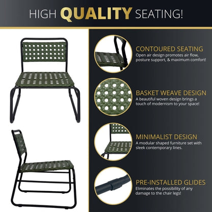 Kinger Home Olive 3-Piece Patio Bistro Table and Wicker Chairs Set - N/A