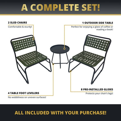 Kinger Home Olive 3-Piece Patio Bistro Table and Wicker Chairs Set - N/A