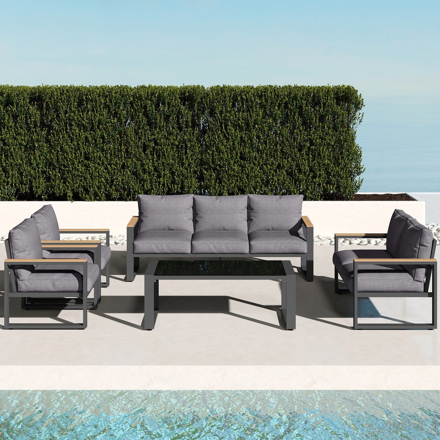 Aluminum Patio Furniture Set 5 Piece Outdoor Conversation Set with Coffee Table