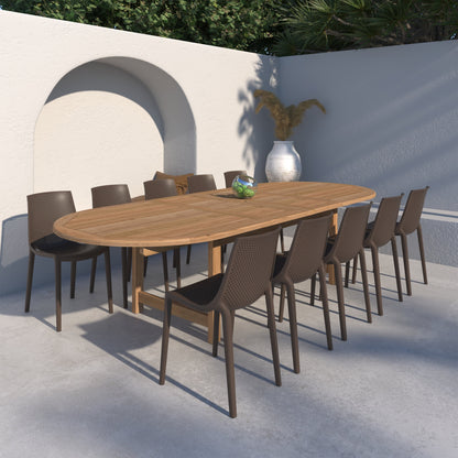Amazonia 11pc Outdoor Patio Teak and Resin Dining Set